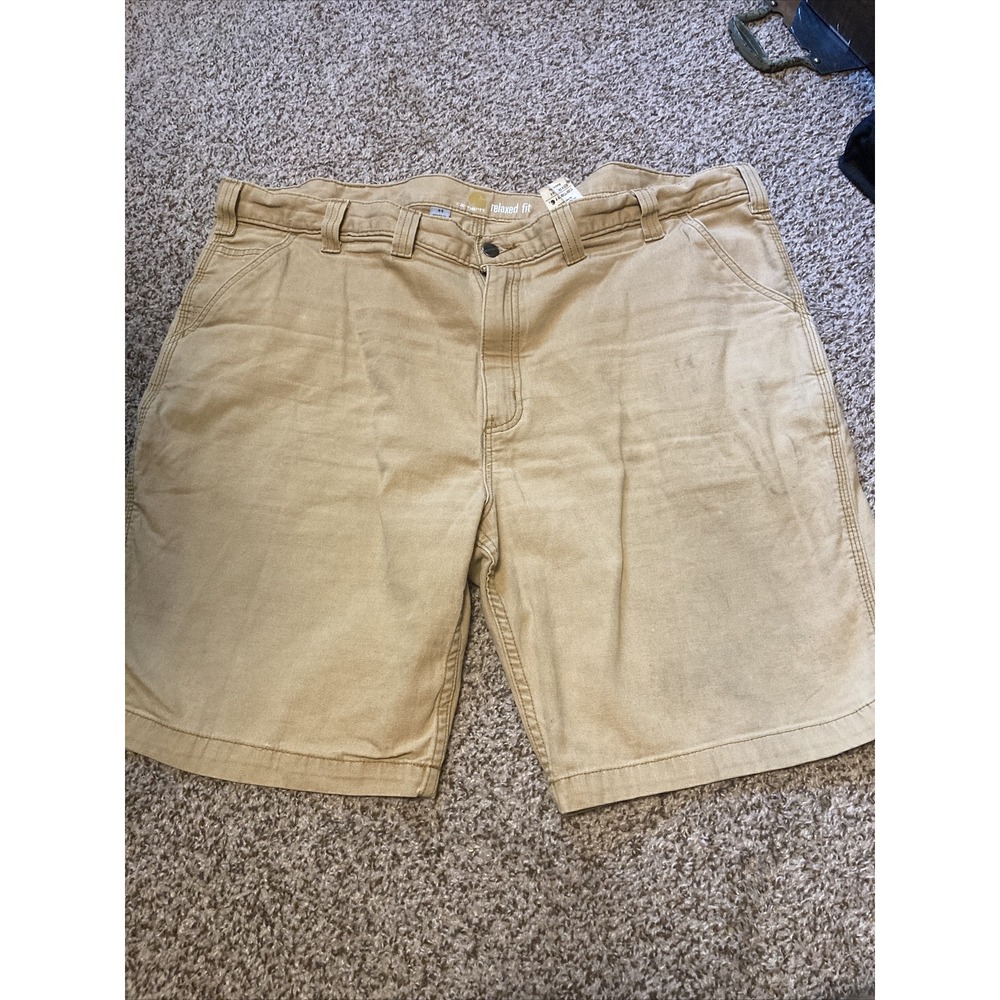 Men's Size 44 Carhartt Rugged Flex Relaxed Canvas Work Shorts Khaki